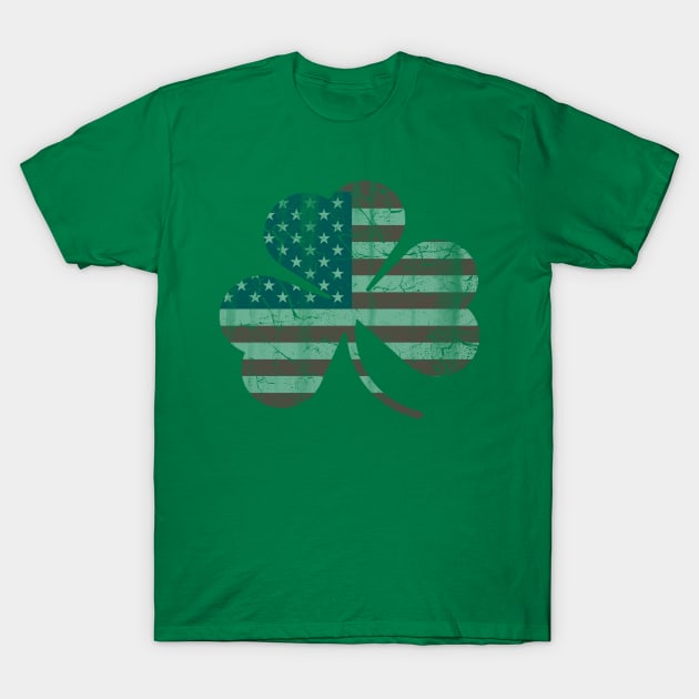 Irish American Flag Shamrock T-Shirt by E